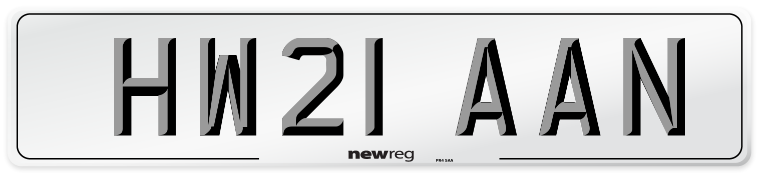 HW21 AAN Number Plate from New Reg
